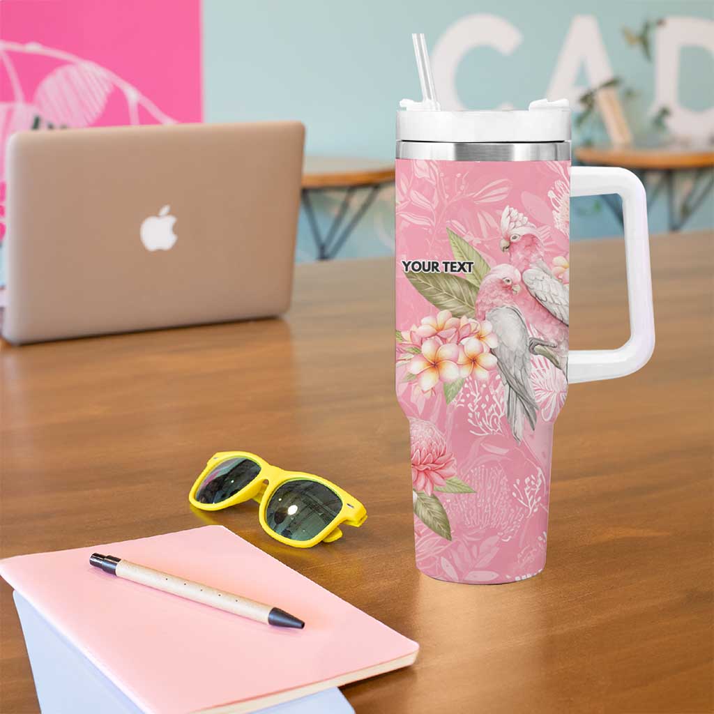 Personalised Galah Cockatoo Fighting in Pink Tumbler With Handle Australian Breast Cancer Spirit - Aussie Hoodie