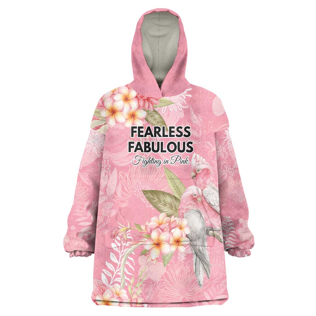 Personalised Galah Cockatoo Fighting in Pink Wearable Blanket Hoodie Australian Breast Cancer Spirit - Aussie Hoodie