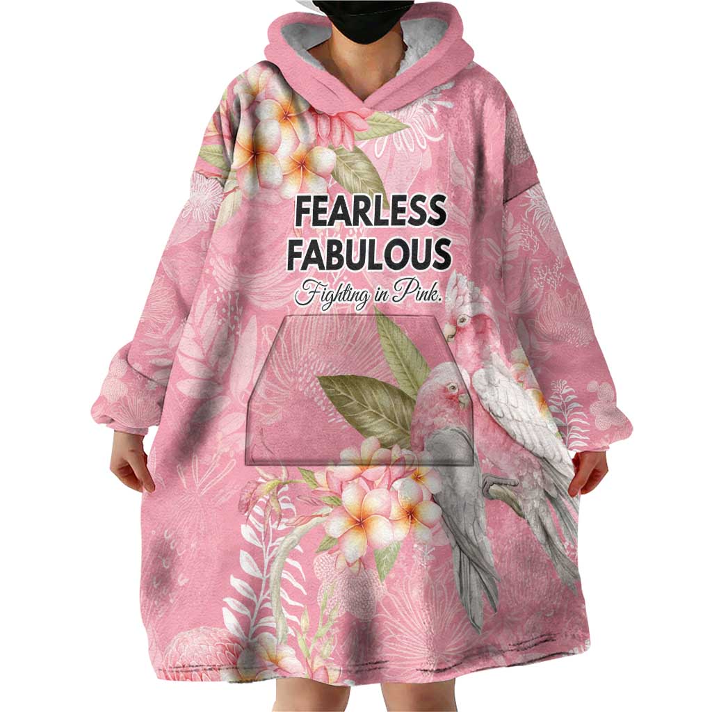 Personalised Galah Cockatoo Fighting in Pink Wearable Blanket Hoodie Australian Breast Cancer Spirit - Aussie Hoodie