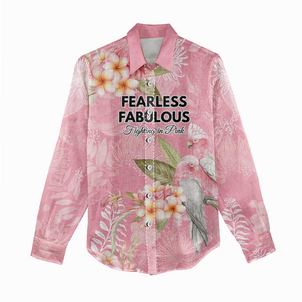 Personalised Galah Cockatoo Fighting in Pink Women Casual Shirt Australian Breast Cancer Spirit - Aussie Hoodie