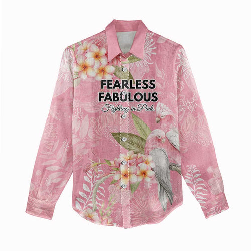Personalised Galah Cockatoo Fighting in Pink Women Casual Shirt Australian Breast Cancer Spirit - Aussie Hoodie