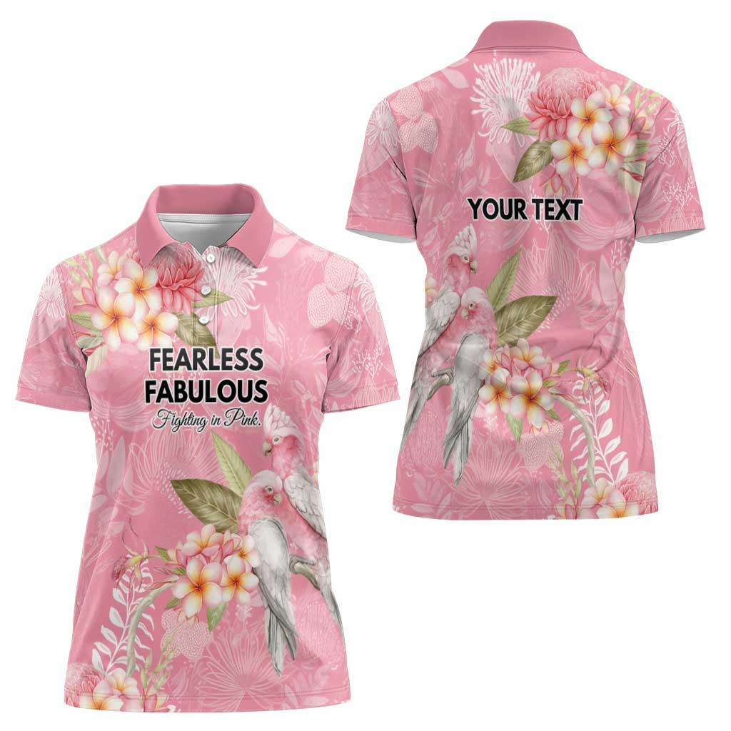 Personalised Galah Cockatoo Fighting in Pink Women Polo Shirt Australian Breast Cancer Spirit - Aussie Hoodie