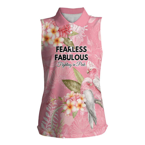 Personalised Galah Cockatoo Fighting in Pink Women Sleeveless Polo Shirt Australian Breast Cancer Spirit - Aussie Hoodie