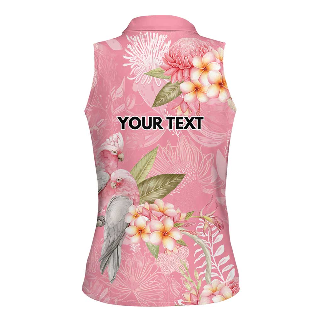 Personalised Galah Cockatoo Fighting in Pink Women Sleeveless Polo Shirt Australian Breast Cancer Spirit - Aussie Hoodie