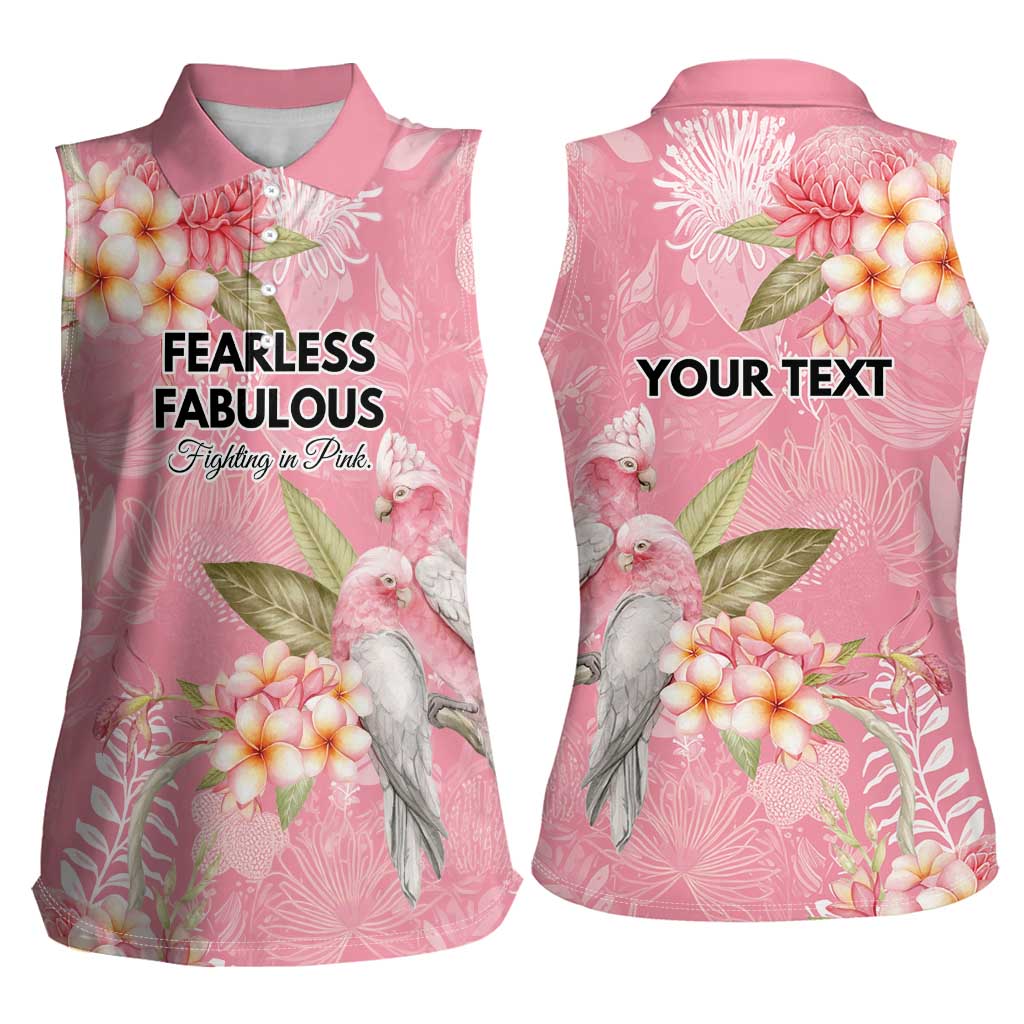 Personalised Galah Cockatoo Fighting in Pink Women Sleeveless Polo Shirt Australian Breast Cancer Spirit - Aussie Hoodie