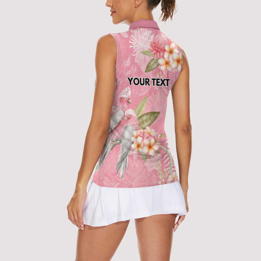 Personalised Galah Cockatoo Fighting in Pink Women Sleeveless Polo Shirt Australian Breast Cancer Spirit - Aussie Hoodie