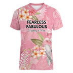 Personalised Galah Cockatoo Fighting in Pink Women V-Neck T-Shirt Australian Breast Cancer Spirit - Aussie Hoodie