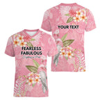 Personalised Galah Cockatoo Fighting in Pink Women V-Neck T-Shirt Australian Breast Cancer Spirit - Aussie Hoodie