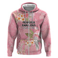 Personalised Galah Cockatoo Fighting in Pink Zip Hoodie Australian Breast Cancer Spirit - Aussie Hoodie