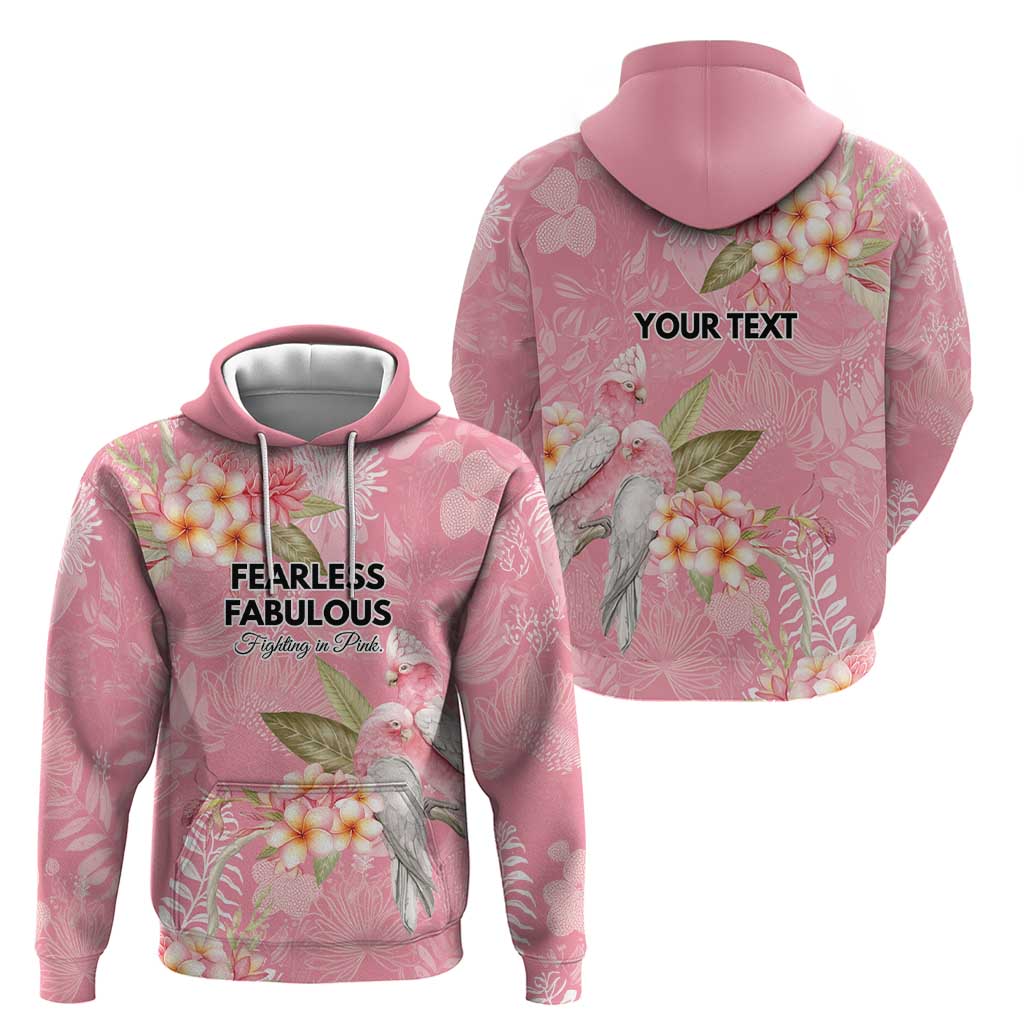 Personalised Galah Cockatoo Fighting in Pink Zip Hoodie Australian Breast Cancer Spirit - Aussie Hoodie