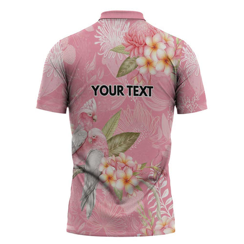 Personalised Galah Cockatoo Fighting in Pink Zipper Polo Shirt Australian Breast Cancer Spirit - Aussie Hoodie