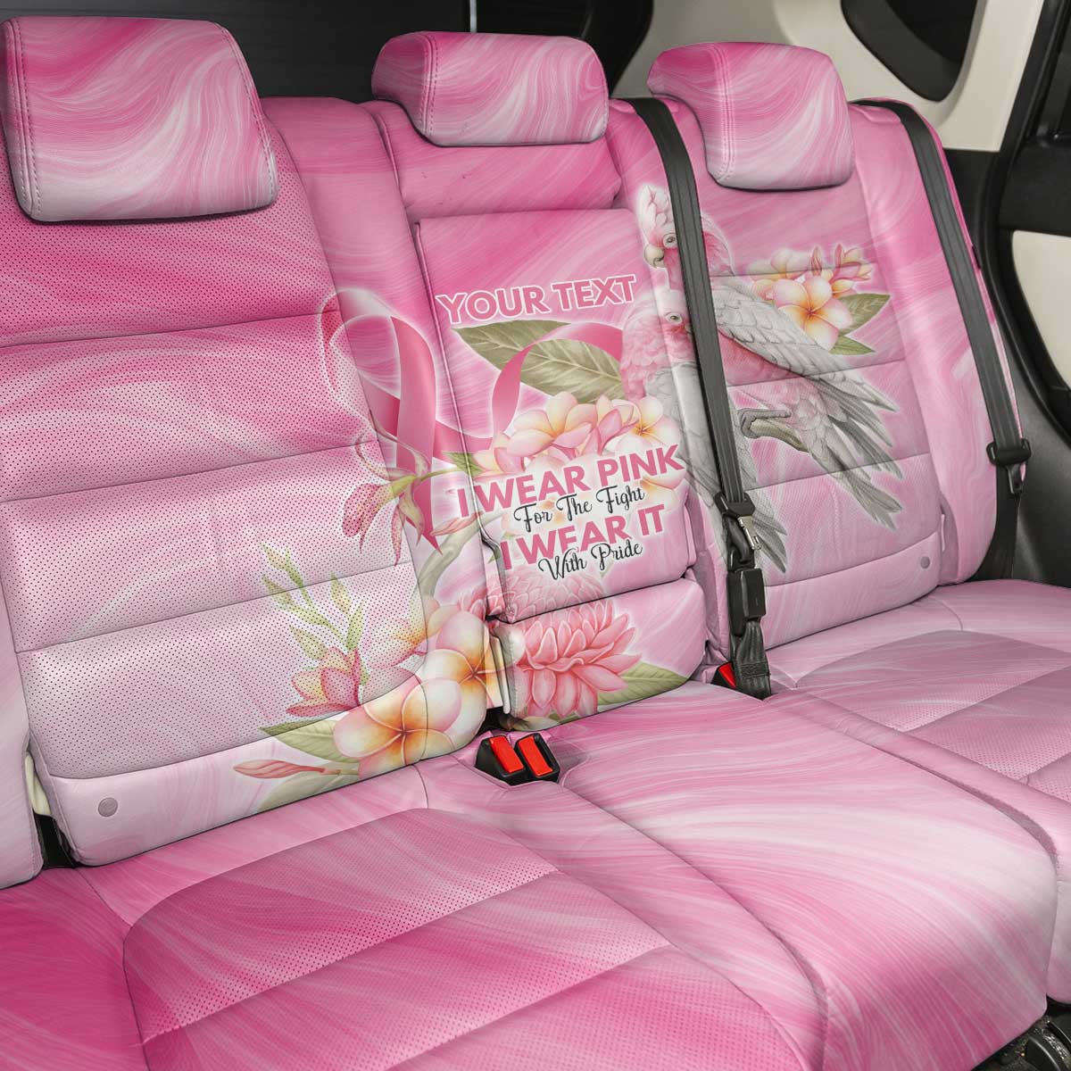 Personalised I Wear Pink For The Fight Back Car Seat Cover Australian Breast Cancer Spirit - Aussie Hoodie