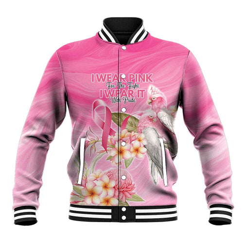 Personalised I Wear Pink For The Fight Baseball Jacket Australian Breast Cancer Spirit - Aussie Hoodie
