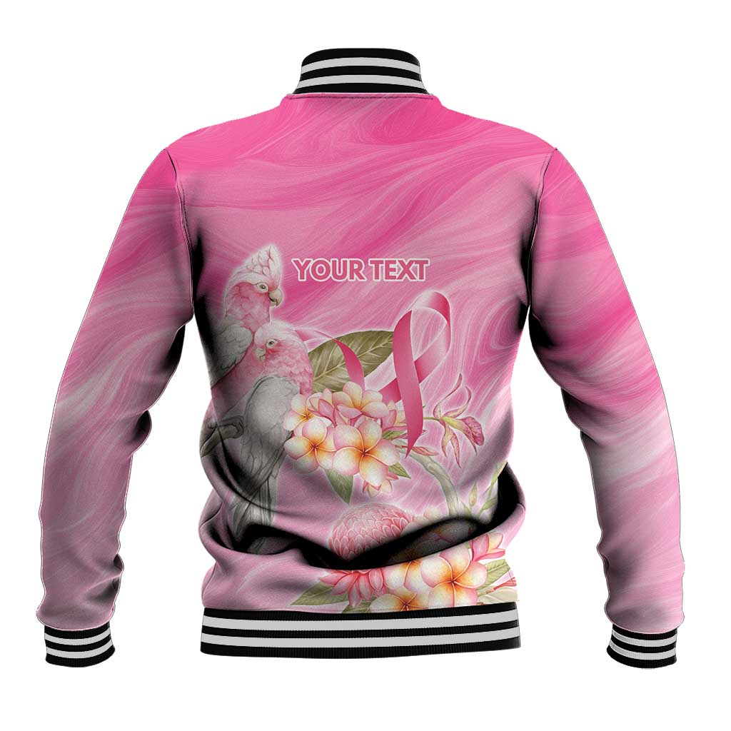 Personalised I Wear Pink For The Fight Baseball Jacket Australian Breast Cancer Spirit - Aussie Hoodie