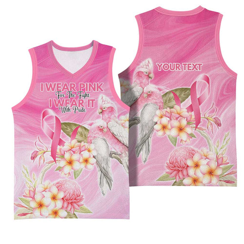 Personalised I Wear Pink For The Fight Basketball Jersey Australian Breast Cancer Spirit - Aussie Hoodie