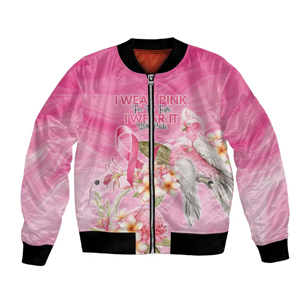 Personalised I Wear Pink For The Fight Bomber Jacket Australian Breast Cancer Spirit - Aussie Hoodie