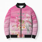 Personalised I Wear Pink For The Fight Bomber Puffer Jacket Australian Breast Cancer Spirit - Aussie Hoodie