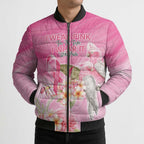 Personalised I Wear Pink For The Fight Bomber Puffer Jacket Australian Breast Cancer Spirit - Aussie Hoodie