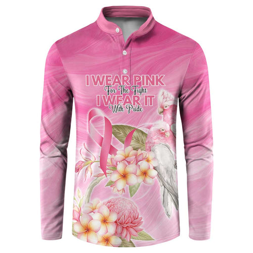 Personalised I Wear Pink For The Fight Button Sweatshirt Australian Breast Cancer Spirit - Aussie Hoodie