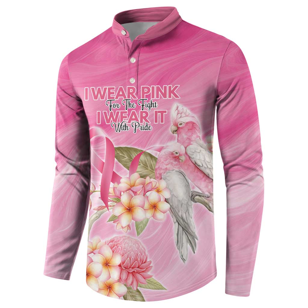 Personalised I Wear Pink For The Fight Button Sweatshirt Australian Breast Cancer Spirit - Aussie Hoodie