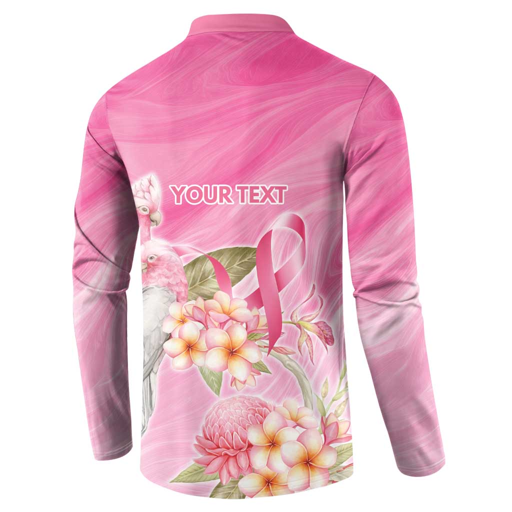 Personalised I Wear Pink For The Fight Button Sweatshirt Australian Breast Cancer Spirit - Aussie Hoodie