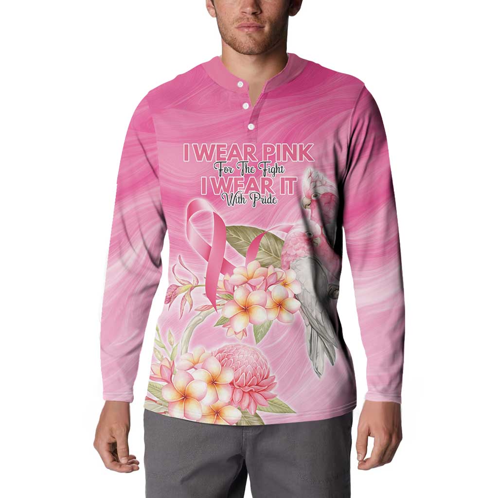 Personalised I Wear Pink For The Fight Button Sweatshirt Australian Breast Cancer Spirit - Aussie Hoodie