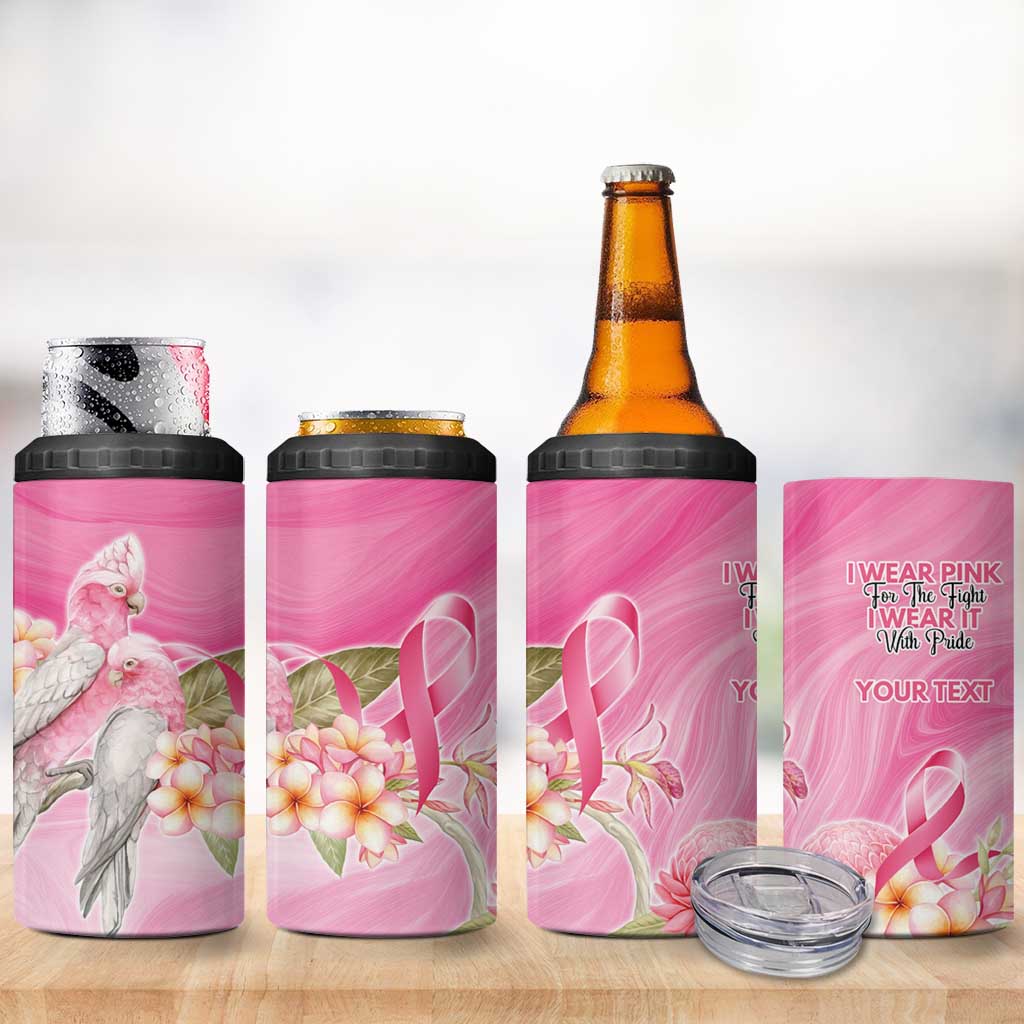 Personalised I Wear Pink For The Fight 4 in 1 Can Cooler Tumbler Australian Breast Cancer Spirit - Aussie Hoodie