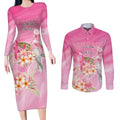 Personalised I Wear Pink For The Fight Couples Matching Long Sleeve Bodycon Dress and Long Sleeve Button Shirt Australian Breast Cancer Spirit - Aussie Hoodie