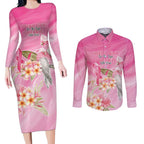 Personalised I Wear Pink For The Fight Couples Matching Long Sleeve Bodycon Dress and Long Sleeve Button Shirt Australian Breast Cancer Spirit - Aussie Hoodie