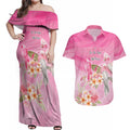 Personalised I Wear Pink For The Fight Couples Matching Off Shoulder Maxi Dress and Hawaiian Shirt Australian Breast Cancer Spirit - Aussie Hoodie