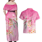 Personalised I Wear Pink For The Fight Couples Matching Off Shoulder Maxi Dress and Hawaiian Shirt Australian Breast Cancer Spirit - Aussie Hoodie
