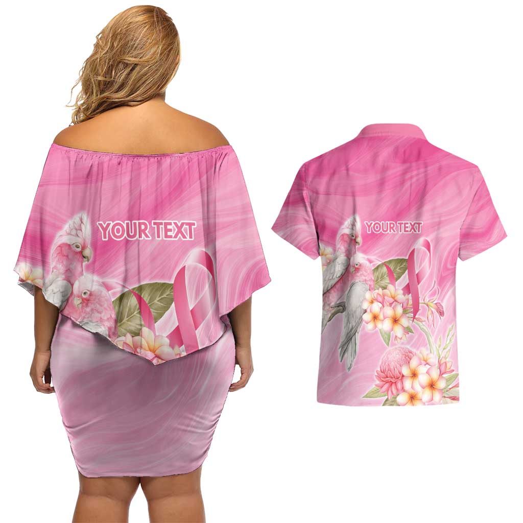 Personalised I Wear Pink For The Fight Couples Matching Off Shoulder Short Dress and Hawaiian Shirt Australian Breast Cancer Spirit - Aussie Hoodie