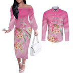 Personalised I Wear Pink For The Fight Couples Matching Off The Shoulder Long Sleeve Dress and Long Sleeve Button Shirt Australian Breast Cancer Spirit - Aussie Hoodie