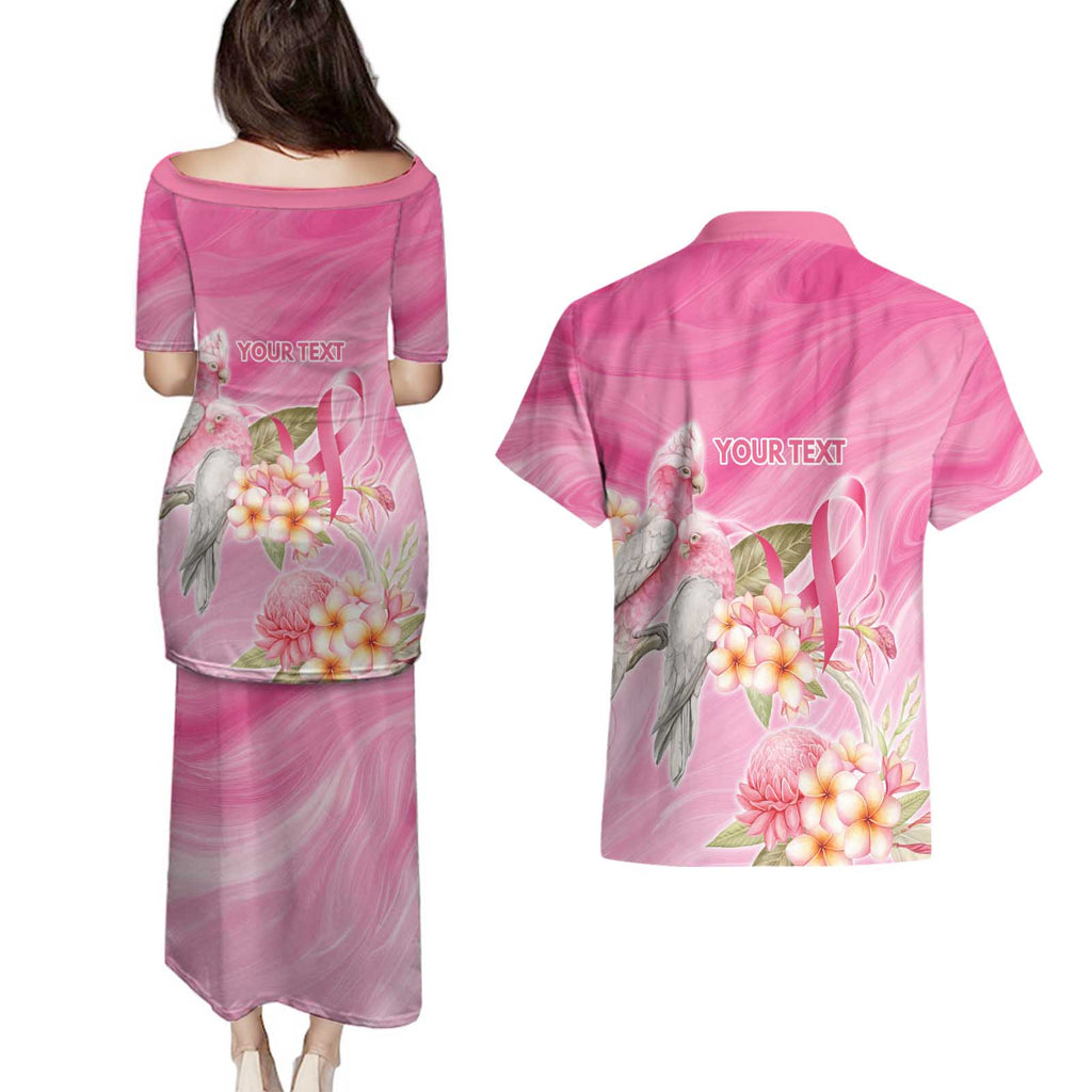 Personalised I Wear Pink For The Fight Couples Matching Puletasi and Hawaiian Shirt Australian Breast Cancer Spirit - Aussie Hoodie