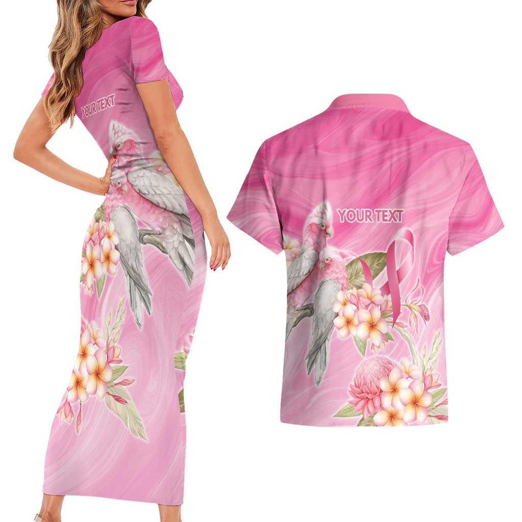 Personalised I Wear Pink For The Fight Couples Matching Short Sleeve Bodycon Dress and Hawaiian Shirt Australian Breast Cancer Spirit - Aussie Hoodie