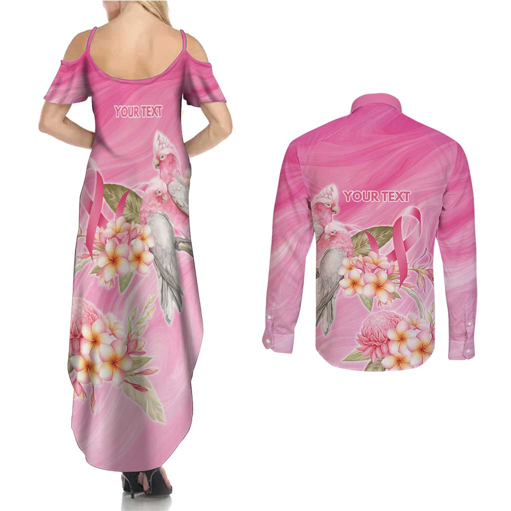 Personalised I Wear Pink For The Fight Couples Matching Summer Maxi Dress and Long Sleeve Button Shirt Australian Breast Cancer Spirit - Aussie Hoodie