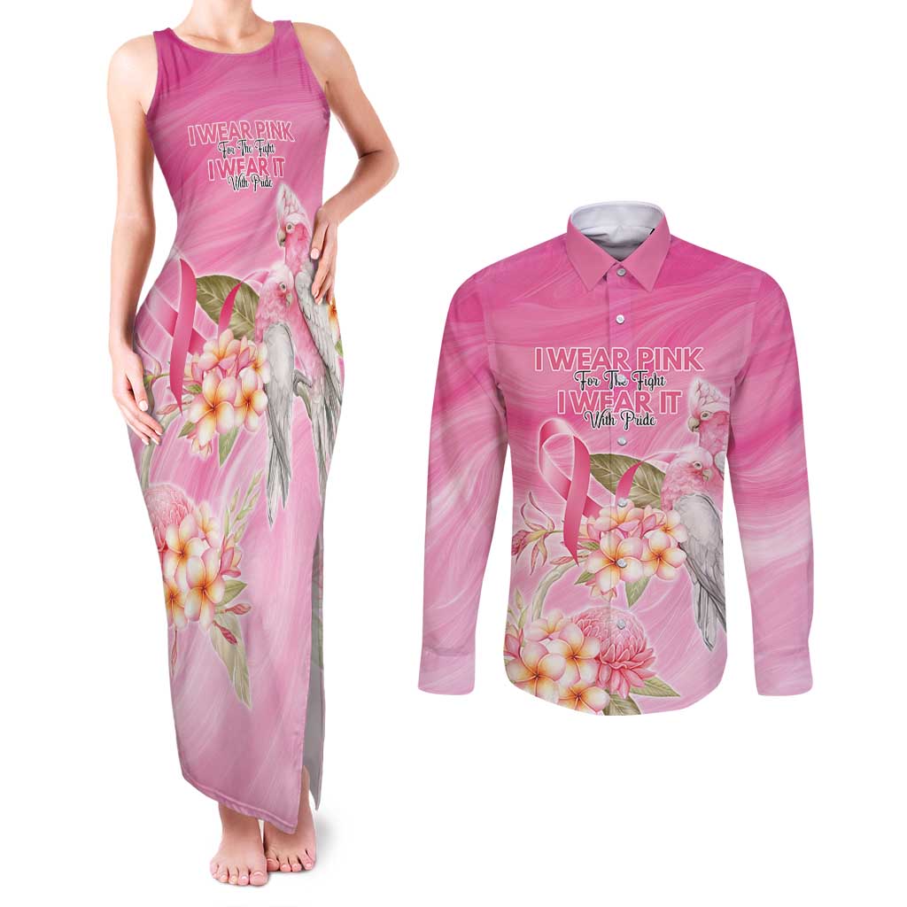 Personalised I Wear Pink For The Fight Couples Matching Tank Maxi Dress and Long Sleeve Button Shirt Australian Breast Cancer Spirit - Aussie Hoodie