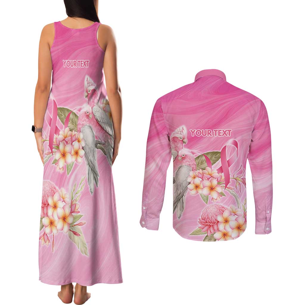 Personalised I Wear Pink For The Fight Couples Matching Tank Maxi Dress and Long Sleeve Button Shirt Australian Breast Cancer Spirit - Aussie Hoodie