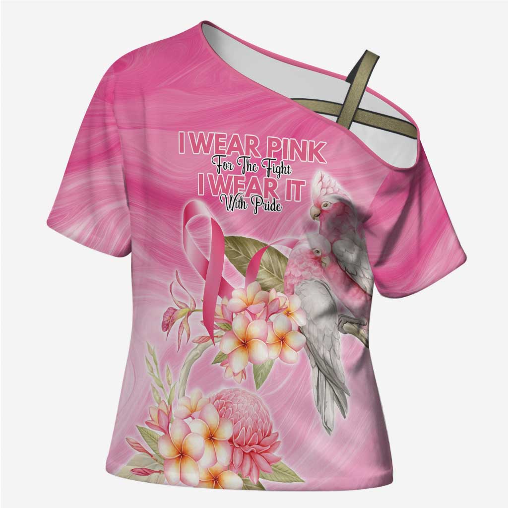 Personalised I Wear Pink For The Fight Cross Shoulder Shirt Australian Breast Cancer Spirit - Aussie Hoodie