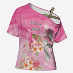 Personalised I Wear Pink For The Fight Cross Shoulder Shirt Australian Breast Cancer Spirit - Aussie Hoodie