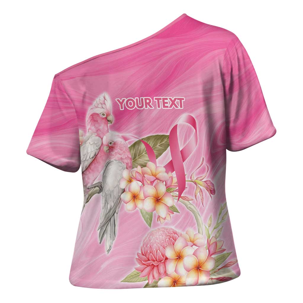 Personalised I Wear Pink For The Fight Cross Shoulder Shirt Australian Breast Cancer Spirit - Aussie Hoodie