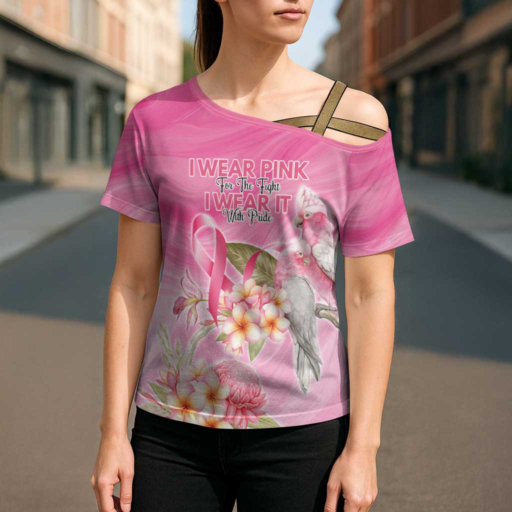 Personalised I Wear Pink For The Fight Cross Shoulder Shirt Australian Breast Cancer Spirit - Aussie Hoodie