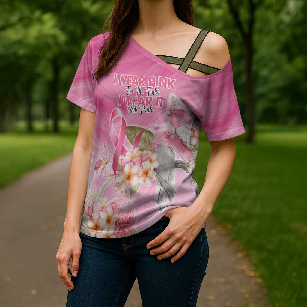 Personalised I Wear Pink For The Fight Cross Shoulder Shirt Australian Breast Cancer Spirit - Aussie Hoodie