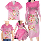 Personalised I Wear Pink For The Fight Family Matching Long Sleeve Bodycon Dress and Hawaiian Shirt Australian Breast Cancer Spirit - Aussie Hoodie