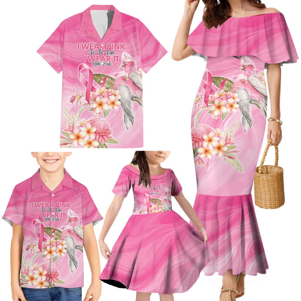 Personalised I Wear Pink For The Fight Family Matching Mermaid Dress and Hawaiian Shirt Australian Breast Cancer Spirit - Aussie Hoodie