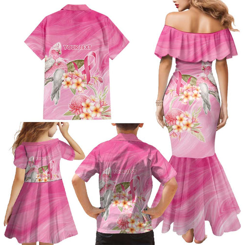 Personalised I Wear Pink For The Fight Family Matching Mermaid Dress and Hawaiian Shirt Australian Breast Cancer Spirit - Aussie Hoodie