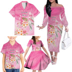 Personalised I Wear Pink For The Fight Family Matching Off The Shoulder Long Sleeve Dress and Hawaiian Shirt Australian Breast Cancer Spirit - Aussie Hoodie