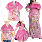 Personalised I Wear Pink For The Fight Family Matching Off Shoulder Maxi Dress and Hawaiian Shirt Australian Breast Cancer Spirit - Aussie Hoodie