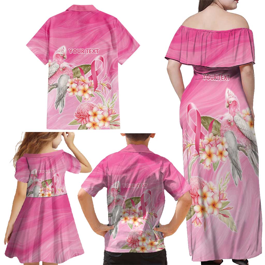 Personalised I Wear Pink For The Fight Family Matching Off Shoulder Maxi Dress and Hawaiian Shirt Australian Breast Cancer Spirit - Aussie Hoodie