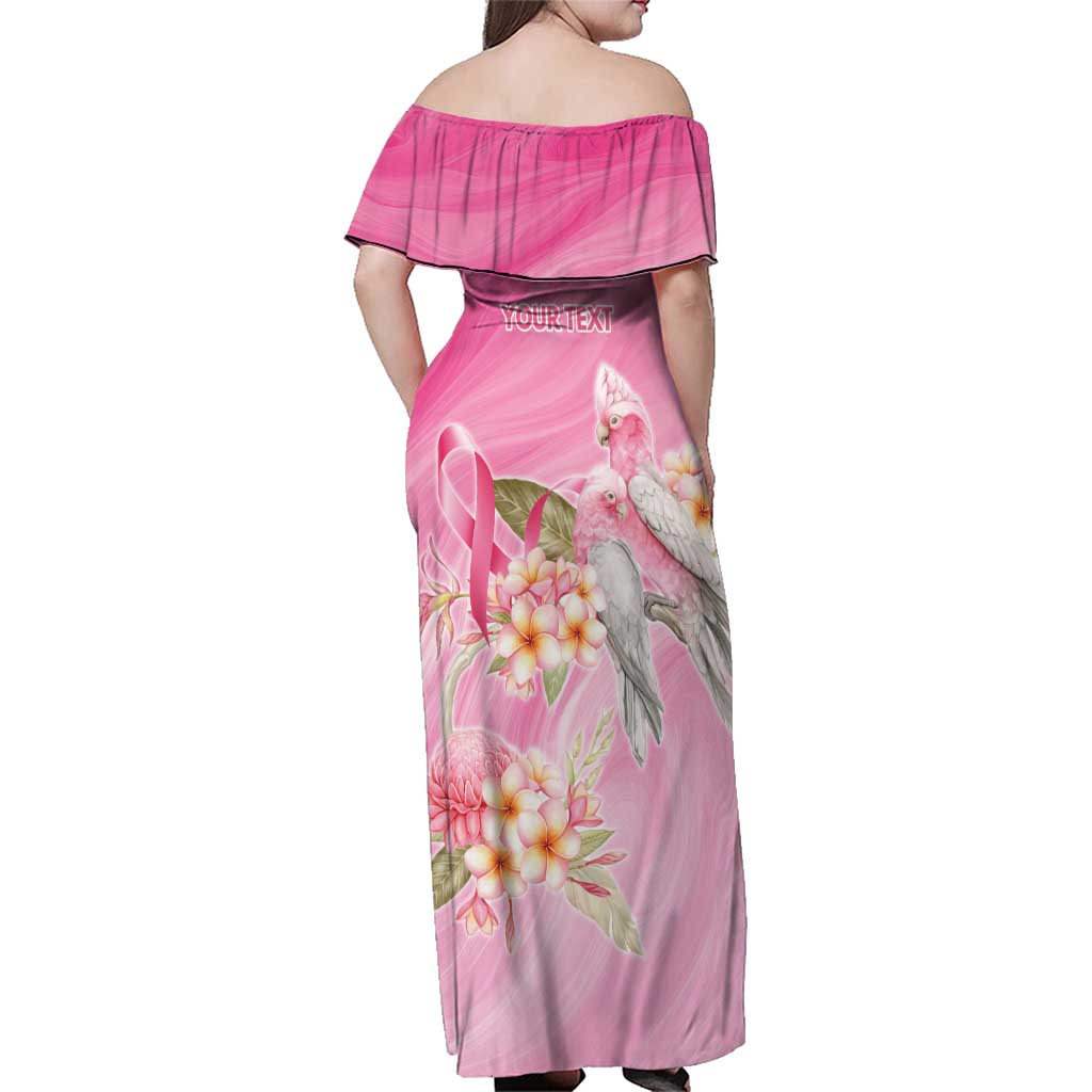 Personalised I Wear Pink For The Fight Family Matching Off Shoulder Maxi Dress and Hawaiian Shirt Australian Breast Cancer Spirit - Aussie Hoodie